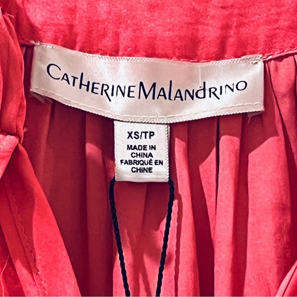 NEW Catherine Malandrino Long Sleeve Silky Blouse Tango Pink - Picture 3 of 4